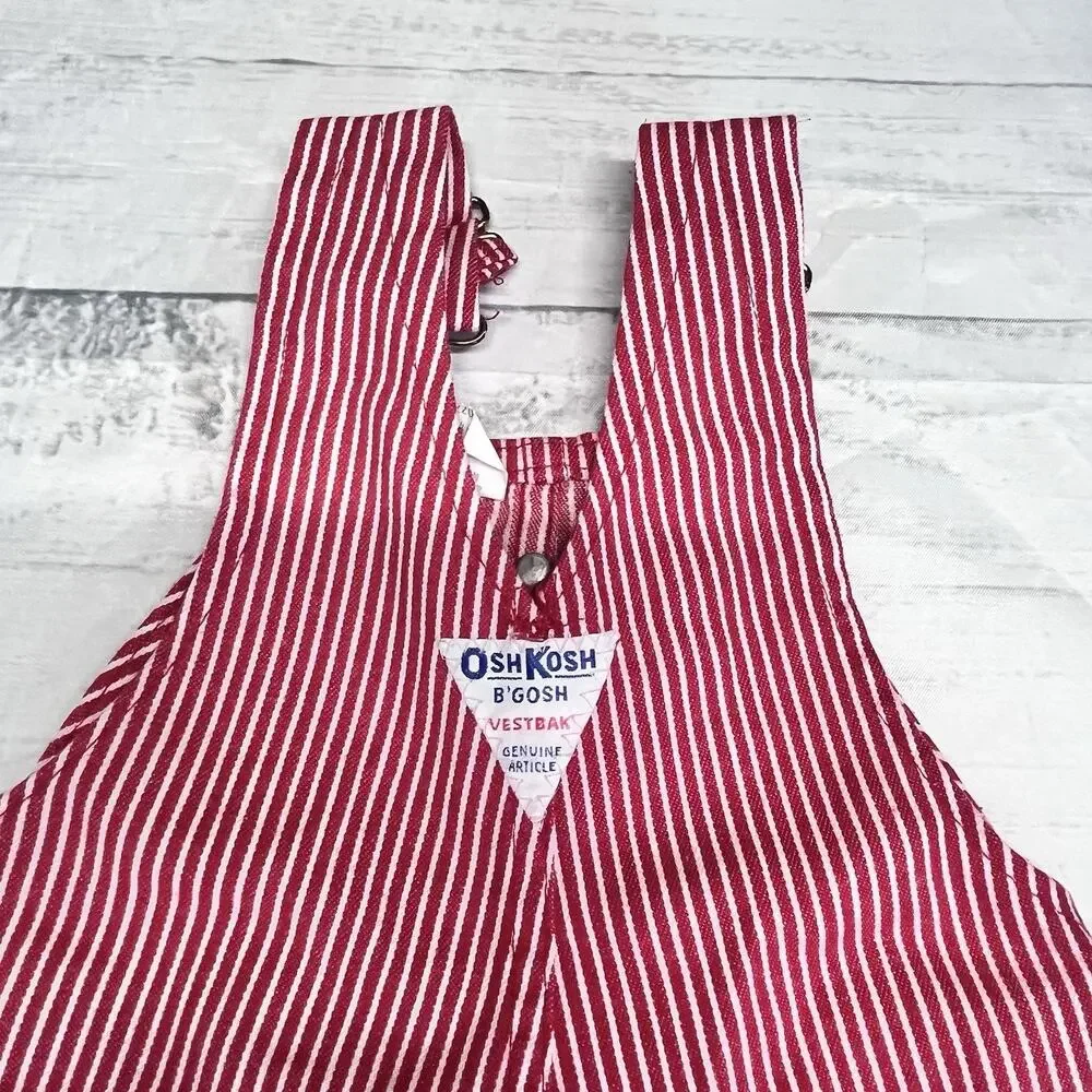 Vintage OshKosh B’gosh Vestbak Shortalls size 2T Made In USA Red Stripes 90's